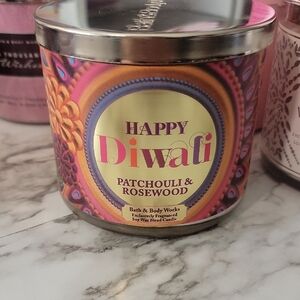 Bath & Body Works Diwali Patchouli & Rosewood Candle - Pink and Purple